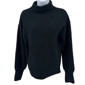 Marled Sweater WMNS XS Black Soft Fuzzy Pullover High Neck Long Sleeve Stretchy